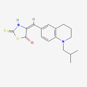 molecular formula C17H20N2OS2 B2470620 (4E)-4-{[1-(2-メチルプロピル)-1,2,3,4-テトラヒドロキノリン-6-イル]メチリデン}-2-スルファニリデン-1,3-チアゾリジン-5-オン CAS No. 866039-79-4