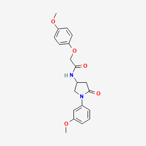 molecular formula C20H22N2O5 B2470626 2-(4-methoxyphenoxy)-N-(1-(3-methoxyphenyl)-5-oxopyrrolidin-3-yl)acetamide CAS No. 896272-96-1