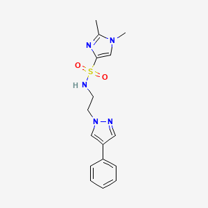 molecular formula C16H19N5O2S B2470627 1,2-dimethyl-N-(2-(4-phenyl-1H-pyrazol-1-yl)ethyl)-1H-imidazole-4-sulfonamide CAS No. 2034551-48-7