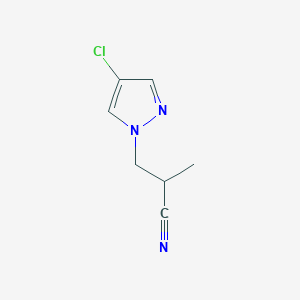 molecular formula C7H8ClN3 B2470629 3-(4-chloro-1H-pyrazol-1-yl)-2-methylpropanenitrile CAS No. 1006328-60-4