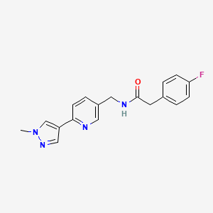 molecular formula C18H17FN4O B2470631 2-(4-fluorophényl)-N-((6-(1-méthyl-1H-pyrazol-4-yl)pyridin-3-yl)méthyl)acétamide CAS No. 2034466-54-9