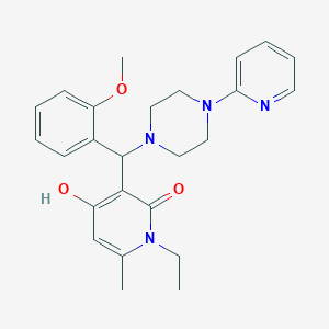 molecular formula C25H30N4O3 B2470642 1-ethyl-4-hydroxy-3-((2-methoxyphenyl)(4-(pyridin-2-yl)piperazin-1-yl)methyl)-6-methylpyridin-2(1H)-one CAS No. 897734-30-4