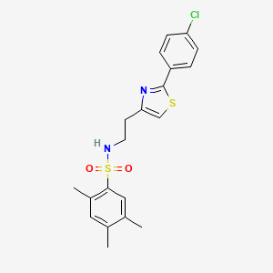 molecular formula C20H21ClN2O2S2 B2470644 N-[2-[2-(4-chlorophenyl)-1,3-thiazol-4-yl]ethyl]-2,4,5-trimethylbenzenesulfonamide CAS No. 923673-13-6