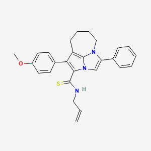 molecular formula C27H27N3OS B2470651 N-烯丙基-1-(4-甲氧基苯基)-4-苯基-5,6,7,8-四氢-2a,4a-二氮杂环戊[cd]茚满-2-甲硫酰胺 CAS No. 488859-48-9