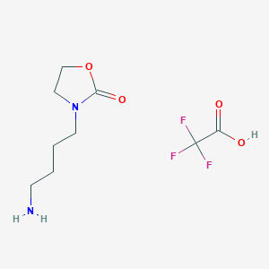molecular formula C9H15F3N2O4 B2470652 3-(4-Aminobutyl)-1,3-oxazolidin-2-one;2,2,2-trifluoroacetic acid CAS No. 2377035-09-9