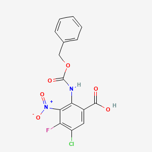 molecular formula C15H10ClFN2O6 B2470654 5-Chloro-4-fluoro-3-nitro-2-(phenylmethoxycarbonylamino)benzoic acid CAS No. 2287289-72-7
