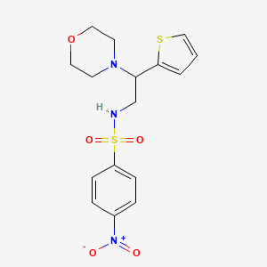 molecular formula C16H19N3O5S2 B2470661 N-(2-吗啉-2-(噻吩-2-基)乙基)-4-硝基苯磺酰胺 CAS No. 899747-80-9