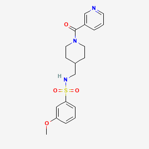 molecular formula C19H23N3O4S B2470667 3-methoxy-N-((1-nicotinoylpiperidin-4-yl)methyl)benzenesulfonamide CAS No. 1396849-12-9