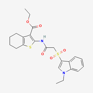 molecular formula C23H26N2O5S2 B2470675 ethyl 2-(2-((1-ethyl-1H-indol-3-yl)sulfonyl)acetamido)-4,5,6,7-tetrahydrobenzo[b]thiophene-3-carboxylate CAS No. 686743-77-1