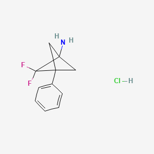 molecular formula C11H12ClF2N B2470678 2,2-Difluoro-3-phenylbicyclo[1.1.1]pentan-1-amine;hydrochloride CAS No. 2375269-28-4