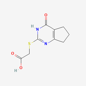 molecular formula C9H10N2O3S B2470684 2-((4-oxo-4,5,6,7-tetrahydro-3H-cyclopenta[d]pyrimidin-2-yl)thio)acetic acid CAS No. 1082474-35-8