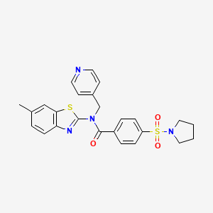 molecular formula C25H24N4O3S2 B2470687 N-(6-methylbenzo[d]thiazol-2-yl)-N-(pyridin-4-ylmethyl)-4-(pyrrolidin-1-ylsulfonyl)benzamide CAS No. 923682-52-4