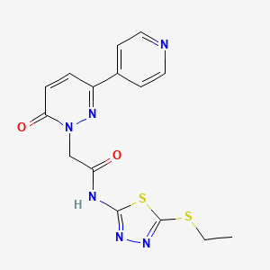 molecular formula C15H14N6O2S2 B2470692 N-(5-(ethylthio)-1,3,4-thiadiazol-2-yl)-2-(6-oxo-3-(pyridin-4-yl)pyridazin-1(6H)-yl)acetamide CAS No. 1257550-14-3