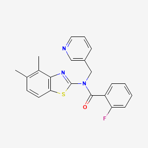 molecular formula C22H18FN3OS B2470698 N-(4,5-二甲基苯并[d]噻唑-2-基)-2-氟-N-(吡啶-3-基甲基)苯甲酰胺 CAS No. 895418-06-1
