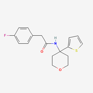 2-(4-fluorophenyl)-N-(4-(thiophen-2-yl)tetrahydro-2H-pyran-4-yl)acetamide