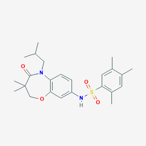 molecular formula C24H32N2O4S B2470717 N-(5-异丁基-3,3-二甲基-4-氧代-2,3,4,5-四氢苯并[b][1,4]恶二氮杂卓-8-基)-2,4,5-三甲基苯磺酰胺 CAS No. 921993-12-6