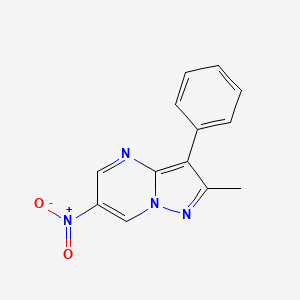 molecular formula C13H10N4O2 B2470720 2-Methyl-6-nitro-3-phenylpyrazolo[1,5-a]pyrimidine CAS No. 932162-86-2