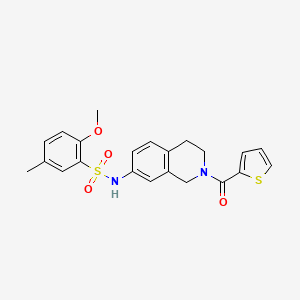 molecular formula C22H22N2O4S2 B2470722 2-methoxy-5-methyl-N-(2-(thiophene-2-carbonyl)-1,2,3,4-tetrahydroisoquinolin-7-yl)benzenesulfonamide CAS No. 955651-25-9