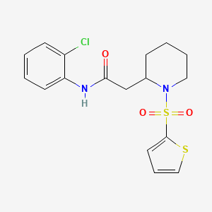 molecular formula C17H19ClN2O3S2 B2470726 N-(2-chlorophenyl)-2-(1-(thiophen-2-ylsulfonyl)piperidin-2-yl)acetamide CAS No. 1105223-34-4