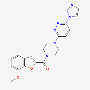 molecular formula C21H20N6O3 B2470736 (4-(6-(1H-咪唑-1-基)哒嗪-3-基)哌嗪-1-基)(7-甲氧基苯并呋喃-2-基)甲酮 CAS No. 1351618-32-0