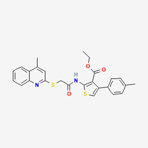 molecular formula C26H24N2O3S2 B2470739 ETHYL 4-(4-METHYLPHENYL)-2-{2-[(4-METHYLQUINOLIN-2-YL)SULFANYL]ACETAMIDO}THIOPHENE-3-CARBOXYLATE CAS No. 671198-86-0