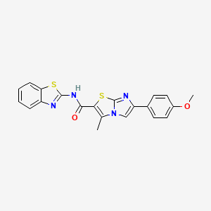 molecular formula C21H16N4O2S2 B2470742 N-(benzo[d]thiazol-2-yl)-6-(4-methoxyphenyl)-3-methylimidazo[2,1-b]thiazole-2-carboxamide CAS No. 852135-13-8