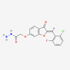 molecular formula C17H12ClFN2O4 B2470743 (Z)-2-((2-(2-氯-6-氟苄叉基)-3-氧代-2,3-二氢苯并呋喃-6-基)氧基)乙酰肼 CAS No. 892633-80-6