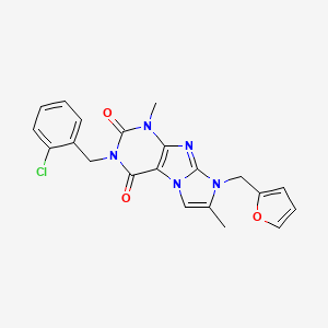 molecular formula C21H18ClN5O3 B2470750 3-(2-chlorobenzyl)-8-(furan-2-ylmethyl)-1,7-dimethyl-1H-imidazo[2,1-f]purine-2,4(3H,8H)-dione CAS No. 899389-22-1