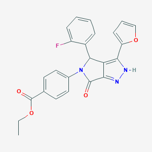 molecular formula C24H18FN3O4 B247076 ethyl 4-(4-(2-fluorophenyl)-3-(2-furyl)-6-oxo-4,6-dihydropyrrolo[3,4-c]pyrazol-5(1H)-yl)benzoate 
