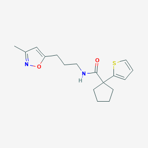 molecular formula C17H22N2O2S B2470769 N-(3-(3-methylisoxazol-5-yl)propyl)-1-(thiophen-2-yl)cyclopentanecarboxamide CAS No. 2034244-80-7
