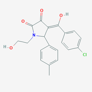 molecular formula C20H18ClNO4 B247077 4-(4-chlorobenzoyl)-3-hydroxy-1-(2-hydroxyethyl)-5-(4-methylphenyl)-1,5-dihydro-2H-pyrrol-2-one 