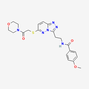 molecular formula C21H24N6O4S B2470778 4-methoxy-N-(2-(6-((2-morpholino-2-oxoethyl)thio)-[1,2,4]triazolo[4,3-b]pyridazin-3-yl)ethyl)benzamide CAS No. 872995-46-5