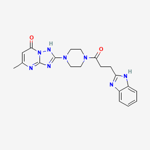 molecular formula C20H22N8O2 B2470783 2-(4-(3-(1H-benzo[d]imidazol-2-yl)propanoyl)piperazin-1-yl)-5-methyl-[1,2,4]triazolo[1,5-a]pyrimidin-7(4H)-one CAS No. 2034249-29-9