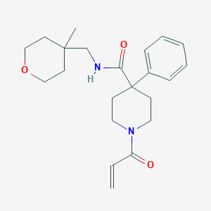 molecular formula C22H30N2O3 B2470784 N-[(4-Methyloxan-4-yl)methyl]-4-phenyl-1-prop-2-enoylpiperidine-4-carboxamide CAS No. 2197672-69-6