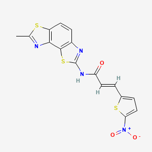 molecular formula C16H10N4O3S3 B2470792 (E)-N-(7-甲基-[1,3]噻唑并[5,4-e][1,3]苯并噻唑-2-基)-3-(5-硝基噻吩-2-基)丙-2-烯酰胺 CAS No. 394227-99-7