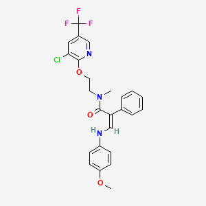 molecular formula C25H23ClF3N3O3 B2470793 N-(2-{[3-氯-5-(三氟甲基)-2-吡啶基]氧基}乙基)-3-(4-甲氧基苯胺)-N-甲基-2-苯基丙烯酰胺 CAS No. 337919-79-6