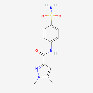 molecular formula C12H14N4O3S B2470798 1,5-二甲基-N-(4-磺酰基苯基)-1H-吡唑-3-甲酰胺 CAS No. 1013798-74-7