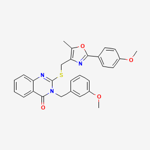 molecular formula C28H25N3O4S B2470800 3-(3-甲氧基苄基)-2-(((2-(4-甲氧基苯基)-5-甲基恶唑-4-基)甲基)硫代)喹唑啉-4(3H)-酮 CAS No. 1114827-76-7