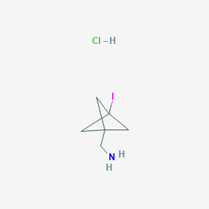 molecular formula C6H11ClIN B2470806 (3-Iodo-1-bicyclo[1.1.1]pentanyl)methanamine;hydrochloride CAS No. 2418673-39-7