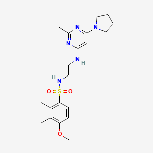 molecular formula C20H29N5O3S B2470807 4-methoxy-2,3-dimethyl-N-(2-((2-methyl-6-(pyrrolidin-1-yl)pyrimidin-4-yl)amino)ethyl)benzenesulfonamide CAS No. 1207023-44-6
