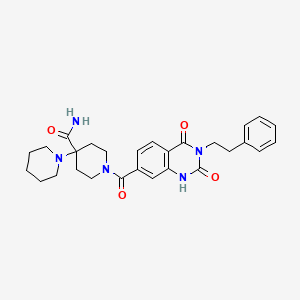 molecular formula C28H33N5O4 B2470814 1'-(2,4-Dioxo-3-phenethyl-1,2,3,4-tetrahydroquinazoline-7-carbonyl)-[1,4'-bipiperidine]-4'-carboxamide CAS No. 892281-90-2
