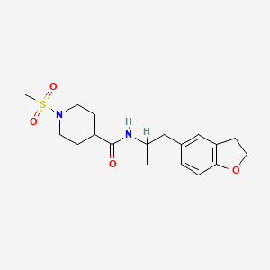 molecular formula C18H26N2O4S B2470816 N-(1-(2,3-dihydrobenzofuran-5-yl)propan-2-yl)-1-(methylsulfonyl)piperidine-4-carboxamide CAS No. 2034450-13-8