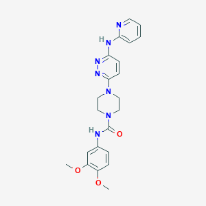 molecular formula C22H25N7O3 B2470827 N-(3,4-dimethoxyphenyl)-4-(6-(pyridin-2-ylamino)pyridazin-3-yl)piperazine-1-carboxamide CAS No. 1021249-60-4