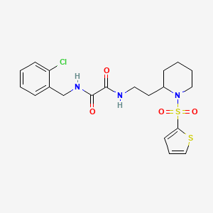 molecular formula C20H24ClN3O4S2 B2470835 N1-(2-chlorobenzyl)-N2-(2-(1-(thiophen-2-ylsulfonyl)piperidin-2-yl)ethyl)oxalamide CAS No. 898406-43-4