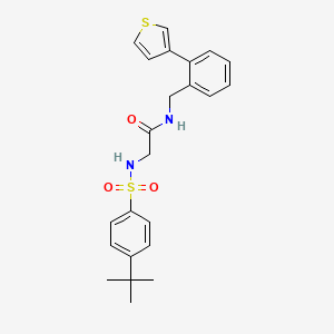molecular formula C23H26N2O3S2 B2470840 2-(4-(tert-butyl)phenylsulfonamido)-N-(2-(thiophen-3-yl)benzyl)acetamide CAS No. 1797637-76-3