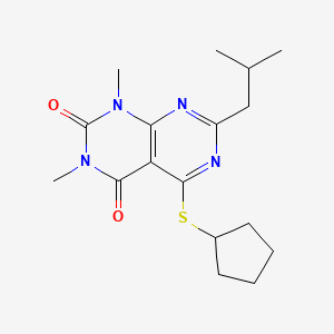 5-Cyclopentylsulfanyl-1,3-dimethyl-7-(2-methylpropyl)pyrimido[4,5-d]pyrimidine-2,4-dione