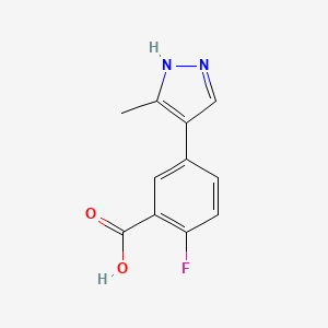 molecular formula C11H9FN2O2 B2470850 2-fluoro-5-(3-methyl-1H-pyrazol-4-yl)benzoic acid CAS No. 2138370-38-2