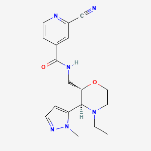 molecular formula C18H22N6O2 B2470856 2-Cyano-N-[[(2S,3S)-4-ethyl-3-(2-methylpyrazol-3-yl)morpholin-2-yl]methyl]pyridine-4-carboxamide CAS No. 2223443-64-7