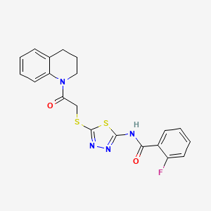 N-(5-((2-(3,4-dihydroquinolin-1(2H)-yl)-2-oxoethyl)thio)-1,3,4-thiadiazol-2-yl)-2-fluorobenzamide