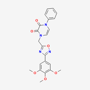 molecular formula C22H20N4O6 B2470871 1-苯基-4-((3-(3,4,5-三甲氧基苯基)-1,2,4-噁二唑-5-基)甲基)吡嗪-2,3(1H,4H)-二酮 CAS No. 1251704-83-2